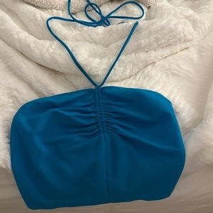 BLUE ZARA HALTER TOP